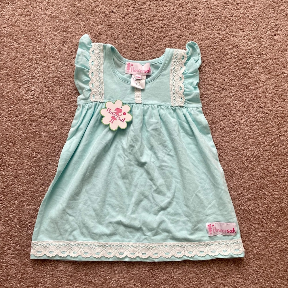NWT Flowersak girls 12-18 month light blue dress